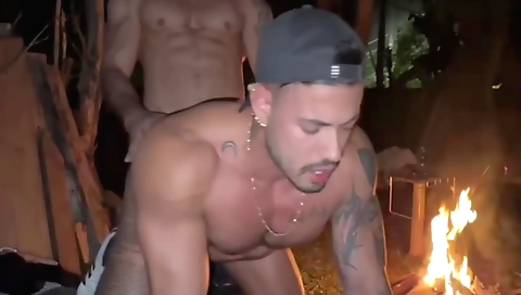 Brazilian anal in amateur gay threesome in the sun