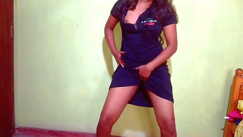 Indian girl with natural breasts in homemade solo video