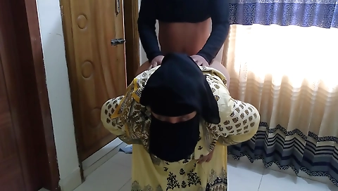 Indian aunty fucked in the kitchen while cleaning house