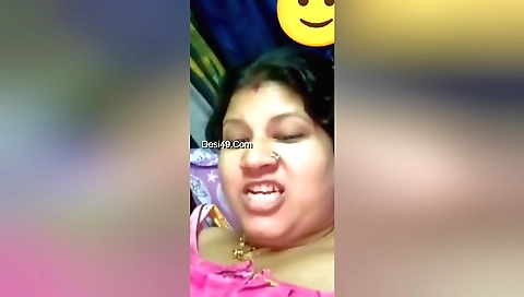 Indian brunette with big tits spanking and fingering