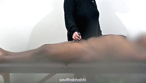 Indian lady gives a handjob to her partner in the shower