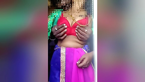 Amateur brunette half saree cucking in erotic scene