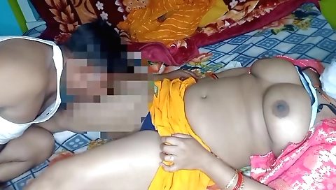 Indian bhabhi making love with her handsome husbands penis
