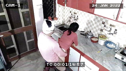 Indian maid gets horny and gets fucked on the kitchen table