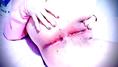 Asian girl masturbates while her window is open in bed