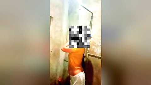Indian woman in her underwear shows off in her bath