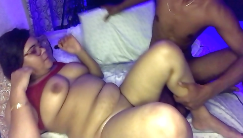 Indian girl with big boobs and big tits riding a big pole