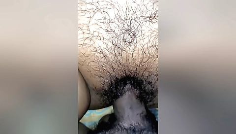Indian chick fucks her hairy pussy during her pov show