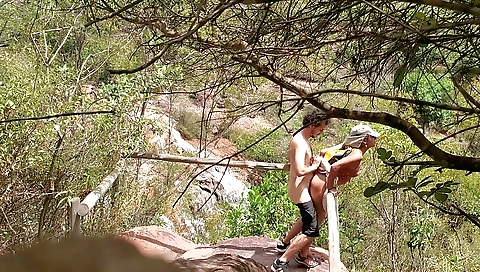 Amateur outdoor porn with a hot girl in a waterfall