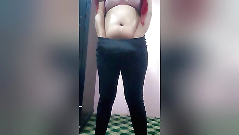Indian girl masturbating on the couch in hotel room