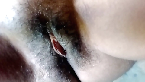 Blonde teen in a black bra and panties masturbates solo