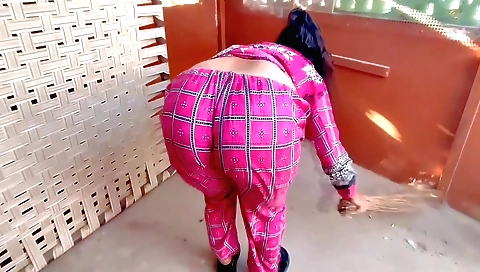 Indian brunette with a big booty is going through her day