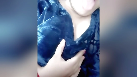 Blonde takes a webcam and shows her naked body in it