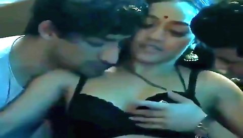 Brunette brunette is fucking her boyfriend and a man