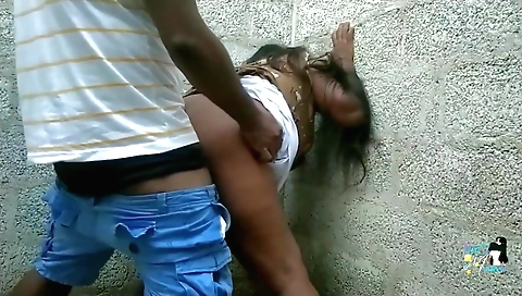 Indian hottie with a nice ass and big tits fucked outdoors