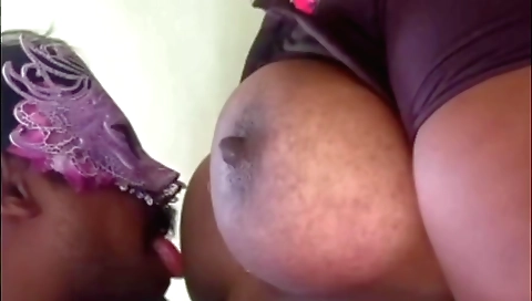 Tanned Indian babe with big tits getting her hair trimmed