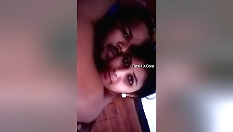 Indian brunette in a dress and bra gets fucked in a bedroom