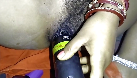 Indian hairy bhabhi gets a facial porn from her toy