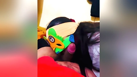 Indian brunette gets creampie in her mouth and pussy