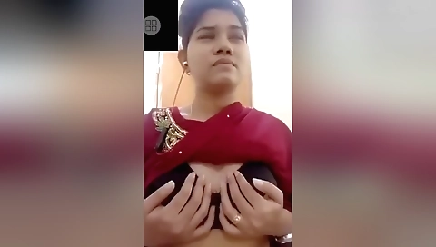 Sexy brunette amateur girl with large round boobs 05d