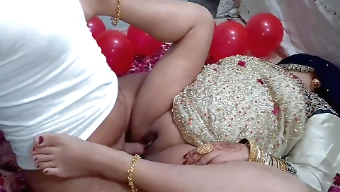 First wedding night in the couple's homemade wedding