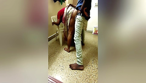 A sexy brunette 18+ enjoys receiving delivery from a delivery man
