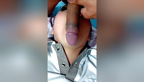 Cute stepdaughter enjoys her pussy filled with dildo