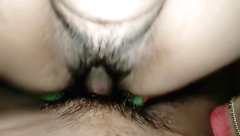 Indian ebony girl with natural breasts enjoys her hairy pussy
