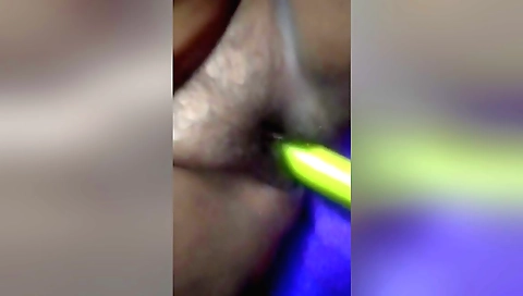 Indian wife gets fucked with big dildo and her pussy stretched