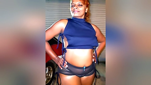 Solo woman strips naked in bedroom and walks on her bed