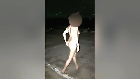 Solo female in an outdoor camera video on a highway